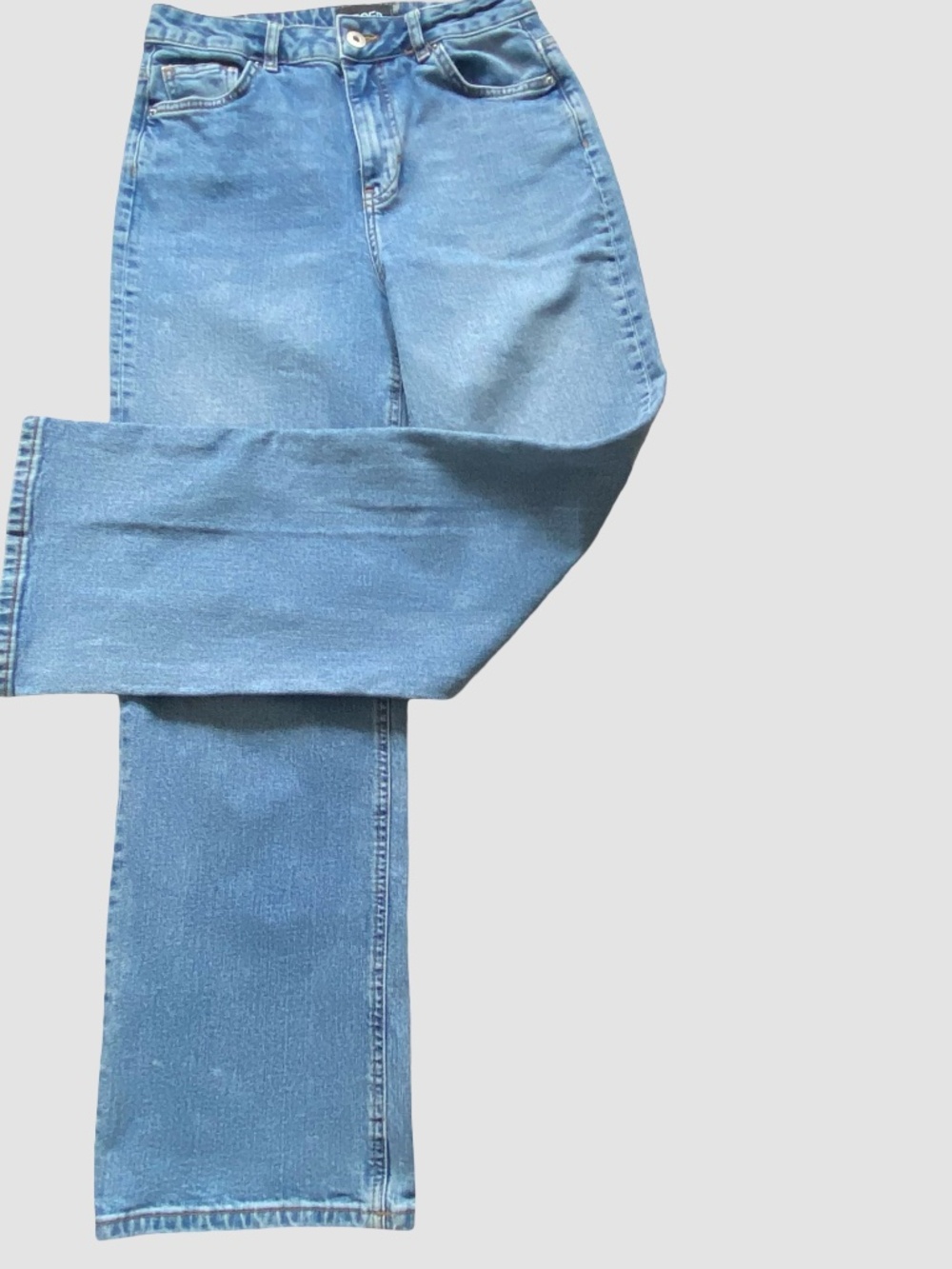 Pieces Womens High Waist Wide Leg Light Wash Denim Jeans- Sz- 5 (25"X28")